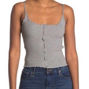 Lush button ruffle crop tank